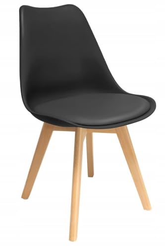 JUMI Esszimmerstuhl Oslo - Esszimmerstühle mit Kissen - Stühle zum Wohnzimmer Esszimmer - Bürostuhl ohne Armlehne - Holzbeine - Samt - Schwarz von JUMI