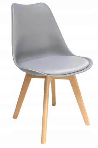 JUMI Esszimmerstuhl Oslo - Esszimmerstühle mit Kissen - Stühle zum Wohnzimmer Esszimmer - Bürostuhl ohne Armlehne - Holzbeine - Samt - Grau von JUMI