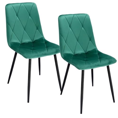 JUMI Modern 2er Set Esszimmerstuhl PIADO - 44 x 89 x 52 cm, Stühle Esszimmer, Wohnzimmer, Schlafzimmer, Bürostuhl Ohne Armlehne - Schreibtischstuhl, Schminktisch Stuhl - Metallbeine (Grün) von JUMI