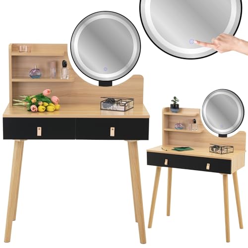 JUMI Schminktisch mit LED-Spiegel Scandi Kosmetik Skandinavisch von JUMI