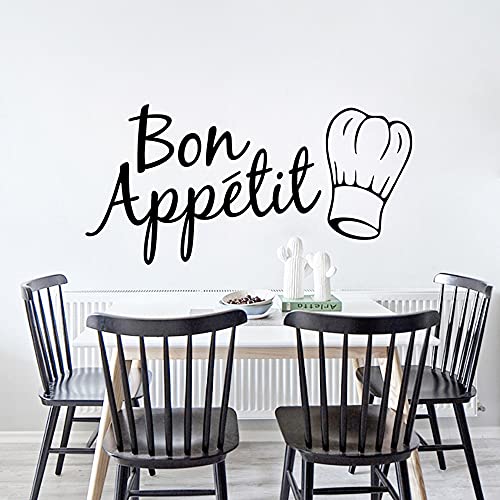 JUMRHFAN Französisch Bon Appetit Aufkleber Zitat Vinyl Wandaufkleber für Küche Dinner Room Home Kunst Dekoration von JUMRHFAN