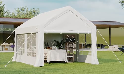 JUMMICO Partyzelt 3x4 m Stahlrahmen,Pavilion Wasserdicht Stabil mit Großes Zelt aus PE-Gewebe 4 Windfesten Seilen, Gartenpavillon für Partei im Freien mit Seitenwänden 560 g/m² und UV 50+,Weiß von JUMMICO