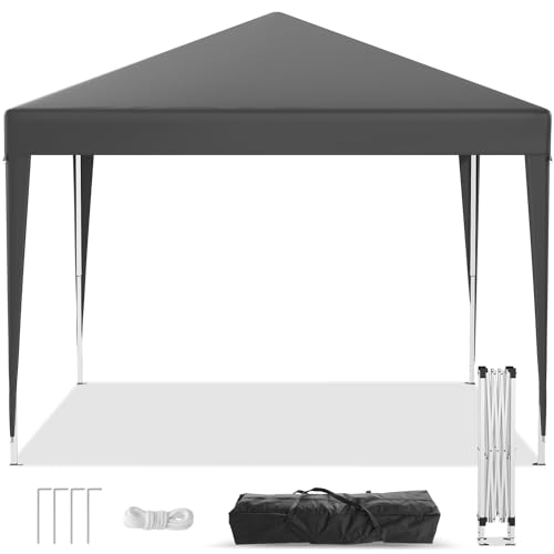 JUMMICO Faltpavillon 3x3 m Wasserdicht Stabil, Gartenzelt mit Metall-Verstrebungen, UV-Schutz 50+ Partyzelt Pavillon für Freien, Garten, Party (Grau,ohne Seitenteile) von JUMMICO