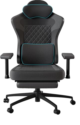 JUMMICO Gaming Stuhl Stoff, Atmungsaktiver Bürostuhl，Gaming Sessel mit Fußstütze，Ergonomischer PC Stuhl, Gamer Stuhl Bürostuhl 150 kg Belastbarkeit von JUMMICO