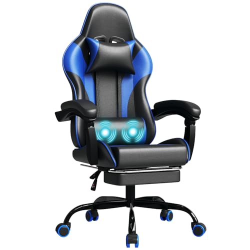 JUMMICO Gaming Stuhl, Schreibtischstuhl mit Massagefunktion,Bürostuhl Ergonomisch mit Fußstütze,150 kg, Blau JUMMICO Gaming Stuhl, Schreibtischstuhl mit Massagefunktion,Bürostuhl Ergonomisch mit Fußstütze,150 kg, Blau von JUMMICO