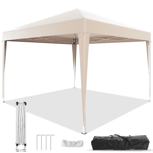 JUMMICO Pavillon 3x3 Höhenverstellbar Stabil Wasserdicht,Faltpavillon UV-Schutz 50+,Pavillion gartenpavillon für Markt, Garten, Events, faltzelt Beige von JUMMICO