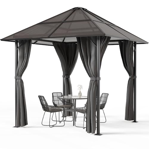 JUMMICO Gazebo 3 x 3 Waterproof Stable Winterproof Aluminium Garden Gazebo with Fixed Roof Protection UV Suitable for Outdoor Scenes Grey JUMMICO Gazebo 3 x 3 Waterproof Stable Winterproof Aluminium Garden Gazebo with Fixed Roof Protection UV Suitable for Outdoor Scenes Grey von JUMMICO