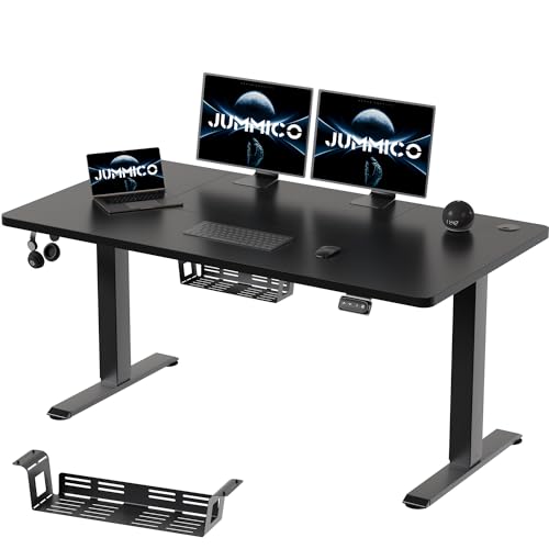 JUMMICO HöHenverstellbarer Schreibtisch 140x60cm mit KabelfüHrungsbox,Standing Desk (71-119cm),Schreibtisch HöHenverstellbar Elektrisch mit 2-Memory und Antikollisions Funktion(Schwarz) von JUMMICO