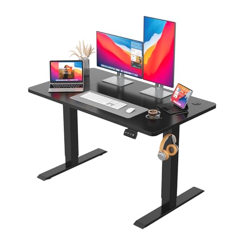 JUMMICO HöHenverstellbarer Schreibtisch Standing Desk Elektrischer Schreibtisch Höhenverstellbar mit Memory-Funktion 120 x 60 cm,Schwarz von JUMMICO