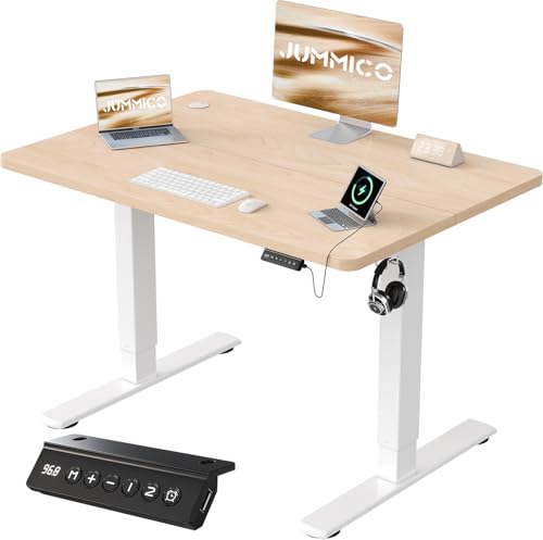 JUMMICO Höhenverstellbarer Schreibtisch mit USB-Ladeanschluss 100 x 60 cm, Schreibtisch Höhenverstellbar Elektrisch, Steh-Sitz Tisch Stehpult Verstellbarer Computertisch,Standing Desk,Beige JUMMICO Höhenverstellbarer Schreibtisch mit USB-Ladeanschluss 100 x 60 cm, Schreibtisch Höhenverstellbar Elektrisch, Steh-Sitz Tisch Stehpult Verstellbarer Computertisch,Standing Desk,Beige von JUMMICO