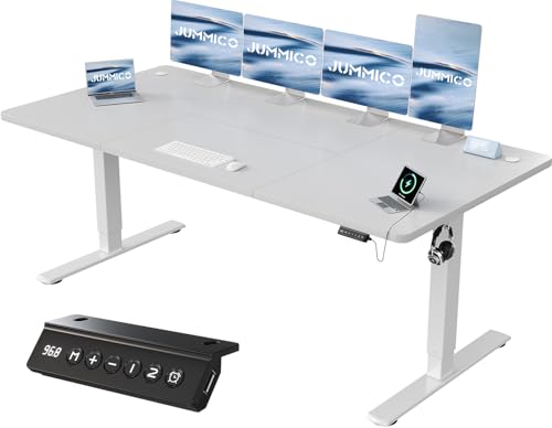 JUMMICO Höhenverstellbarer Schreibtisch mit USB-Ladeanschluss 200 x 80 cm, Schreibtisch Höhenverstellbar Elektrisch, Steh-Sitz Tisch Stehpult Verstellbarer Computertisch,Standing Desk,Grau von JUMMICO