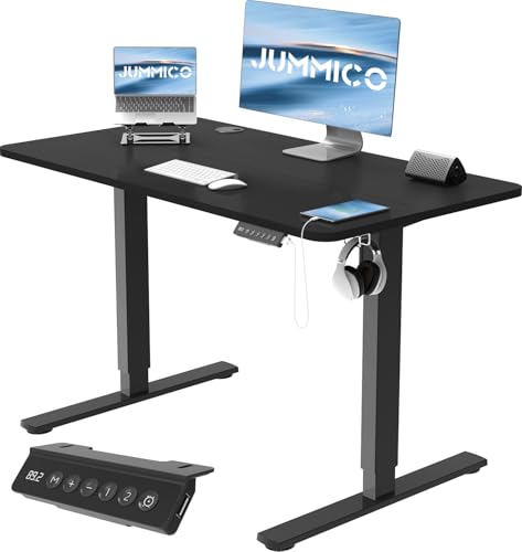 JUMMICO Höhenverstellbarer Schreibtisch 120x60 cm, Schreibtisch Höhenverstellbar Elektrisch Ergonomischer Steh-Sitz Tisch Computertisch Höhenverstellbar Stehschreibtisch Adjustable Desk (Schwarz) von JUMMICO