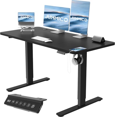 JUMMICO Höhenverstellbarer Schreibtisch mit USB-Ladeanschluss,Schreibtisch Höhenverstellbar Elektrisch, Steh-Sitz Tisch Stehpult Verstellbarer Computertisch,Standing Desk,120 x 60 cm, Schwarz von JUMMICO