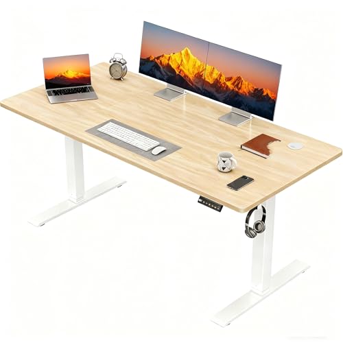 JUMMICO Höhenverstellbarer Schreibtisch, 110 x 60 cm, Elektrisch Schreibtisch Höhenverstellbar, Ergonomischer Steh-Computertisch, Beige JUMMICO Höhenverstellbarer Schreibtisch, 110 x 60 cm, Elektrisch Schreibtisch Höhenverstellbar, Ergonomischer Steh-Computertisch, Beige von JUMMICO