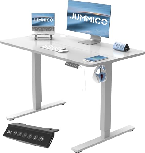 JUMMICO Höhenverstellbarer Schreibtisch 100x60 cm, Schreibtisch Höhenverstellbar Elektrisch Ergonomischer Steh-Sitz Tisch Computertisch Höhenverstellbar Stehschreibtisch Adjustable Desk(Grau) von JUMMICO