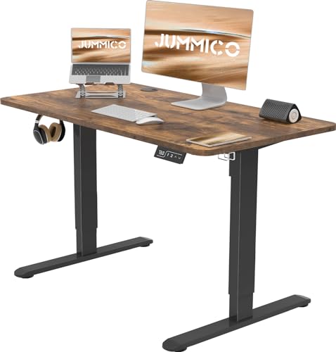 JUMMICO Höhenverstellbarer Schreibtisch 100x60 cm, Elektrisch Ergonomischer Steh-Sitz Tisch Computertisch Stehschreibtisch Adjustable Desk (Vintagebraun) von JUMMICO