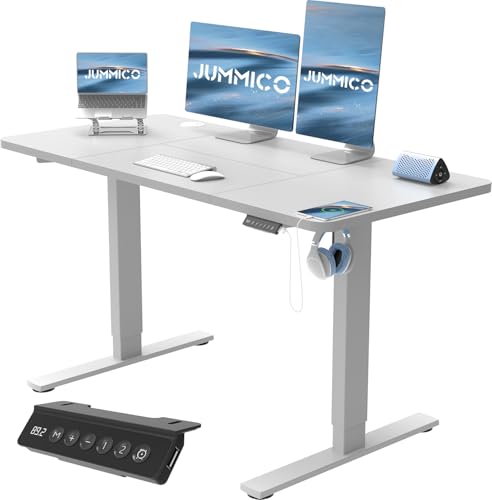 JUMMICO Höhenverstellbarer Schreibtisch 120x60 cm, Schreibtisch Höhenverstellbar Elektrisch Ergonomischer Steh-Sitz Tisch Computertisch Höhenverstellbar Stehschreibtisch Adjustable Desk(Grau) von JUMMICO