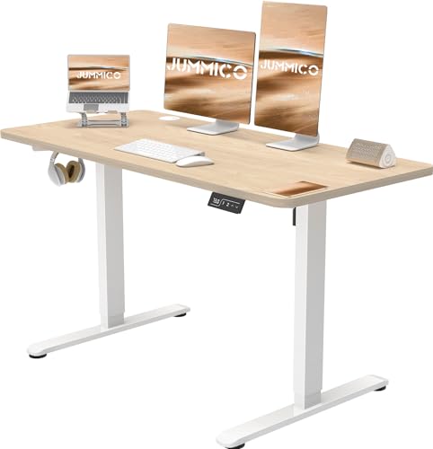 JUMMICO Höhenverstellbarer Schreibtisch 120x60 cm, Schreibtisch Höhenverstellbar Elektrisch Ergonomischer Steh-Sitz Tisch Computertisch Höhenverstellbar Stehschreibtisch Adjustable Desk (Beige) von JUMMICO