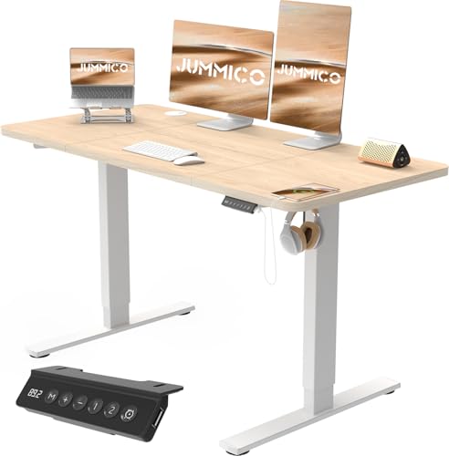 JUMMICO Höhenverstellbarer Schreibtisch 120x60 cm, Schreibtisch Höhenverstellbar Elektrisch Ergonomischer Steh-Sitz Tisch Computertisch Höhenverstellbar Stehschreibtisch Adjustable Desk (Beige) von JUMMICO