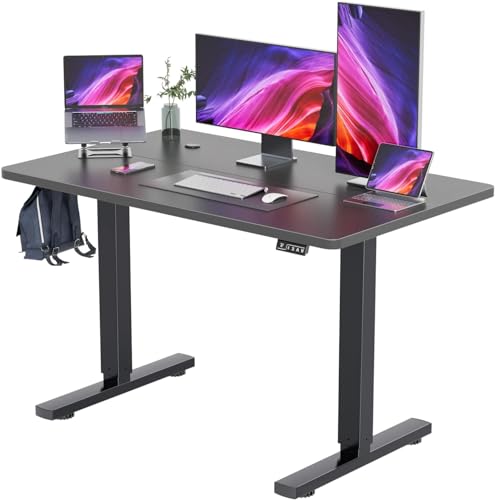 Höhenverstellbarer Schreibtisch 120x60 cm, Standing Desk 72-120 cm, Schreibtisch Höhenverstellbar Elektrisch mit 2-Funktions-Memory (Schwarz) von JUMMICO