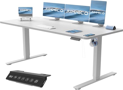 JUMMICO Höhenverstellbarer Schreibtisch mit USB-Ladeanschluss,Schreibtisch Höhenverstellbar Elektrisch, Steh-Sitz Tisch Stehpult Verstellbarer Computertisch,Standing Desk,160 x 70 cm, Gray von JUMMICO