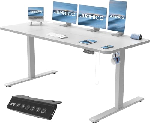 JUMMICO Höhenverstellbarer Schreibtisch 180x80 cm, Schreibtisch Höhenverstellbar Elektrisch Ergonomischer Steh-Sitz Tisch Computertisch Höhenverstellbar Stehschreibtisch Adjustable Desk(Grau) von JUMMICO