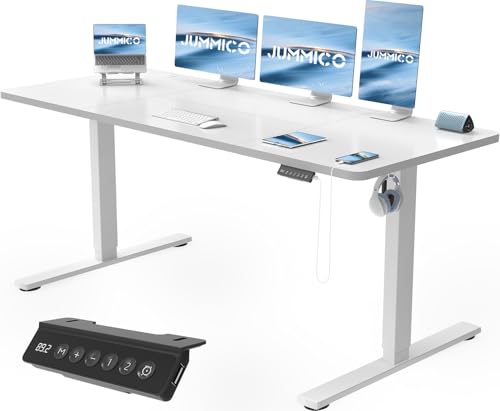 JUMMICO Höhenverstellbarer Schreibtisch mit USB-Ladeanschluss,Schreibtisch Höhenverstellbar Elektrisch, Steh-Sitz Tisch Stehpult Verstellbarer Computertisch,Standing Desk,180 x 80 cm, Weiß von JUMMICO