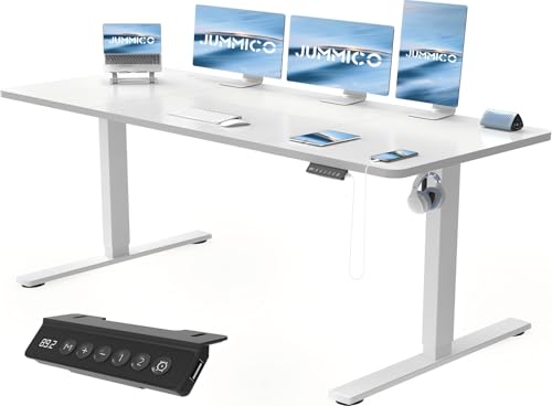 JUMMICO Höhenverstellbarer Schreibtisch mit USB-Ladeanschluss,Schreibtisch Höhenverstellbar Elektrisch, Steh-Sitz Tisch Stehpult Verstellbarer Computertisch,Standing Desk, 200 x 80 cm, Weiß von JUMMICO
