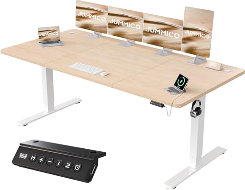 JUMMICO Höhenverstellbarer Schreibtisch mit USB-Ladeanschluss 200 x 80 cm, Schreibtisch Höhenverstellbar Elektrisch, Steh-Sitz Tisch Stehpult Verstellbarer Computertisch,Standing Desk,Beige von JUMMICO