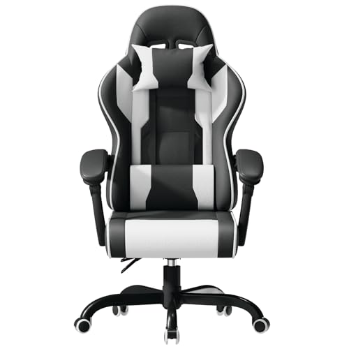 JUMMICO “Jetstream” Gaming Stuhl Ergonomisch,Gaming Chair mit Massagefunktion, Bürostuhl 150KG,Weiß von JUMMICO