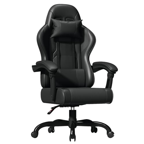 JUMMICO “Jetstream” Gaming Stuhl Ergonomisch,Gaming Chair mit massagefunktion, Gasdruckfeder Bürostuhl 150KG,Schwarz von JUMMICO