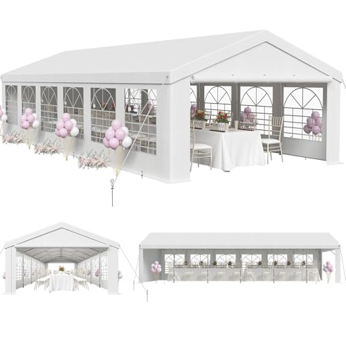 JUMMICO Pavillon 6x12, Gartenzelt UV-Schutz 50+ Festzelt, Partyzelt 6x12 Wasserdicht Stabil Winterfest Party Zelt für Partys Hausparty Hochzeiten, Winterfest Pavillon mit 170g PE-Plane, Weiß JUMMICO Pavillon 6x12, Gartenzelt UV-Schutz 50+ Festzelt, Partyzelt 6x12 Wasserdicht Stabil Winterfest Party Zelt für Partys Hausparty Hochzeiten, Winterfest Pavillon mit 170g PE-Plane, Weiß von JUMMICO