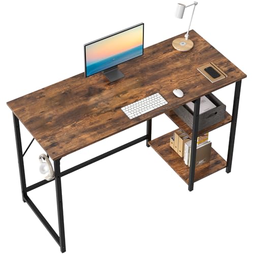 JUMMICO Schreibtisch 120cm mit höhenverstellbaren Regalen, Computertisch mit Stauraum, stabile Stahlkonstruktion – Rechts- oder Linksschreibtisch – Rustikales Braun JUMMICO Schreibtisch 120cm mit höhenverstellbaren Regalen, Computertisch mit Stauraum, stabile Stahlkonstruktion – Rechts- oder Linksschreibtisch – Rustikales Braun von JUMMICO
