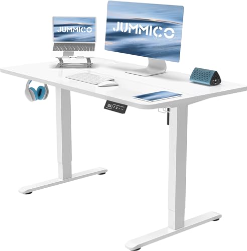 JUMMICO Schreibtisch Höhenverstellbar Elektrisch, Ergonomischer Steh-Sitz Tisch mit Tischplatte, Höhenverstellbarer Computertisch, Höhenverstellbarer Schreibtisch Adjustable Desk,100 x 60 cm, Weiß von JUMMICO