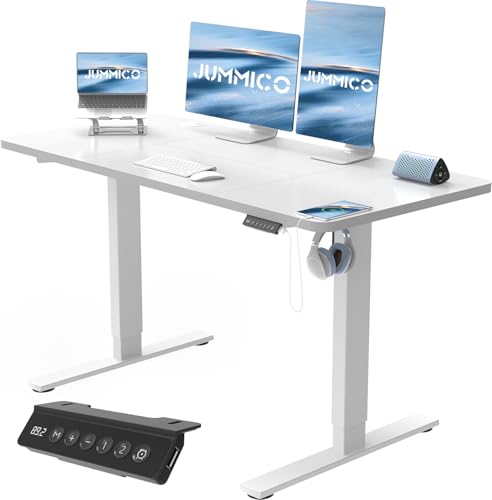 JUMMICO Höhenverstellbarer Schreibtisch 120x60 cm, Schreibtisch Höhenverstellbar Elektrisch Ergonomischer Steh-Sitz Tisch Computertisch Höhenverstellbar Stehschreibtisch Adjustable Desk(Weiß) von JUMMICO