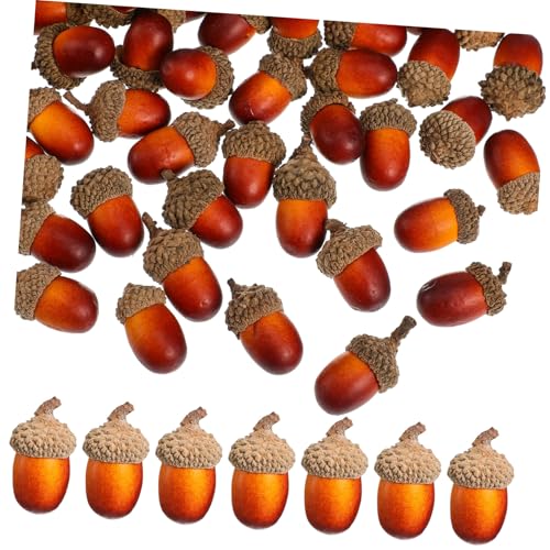 JUMPLAWN 100 Stück Künstliche Eicheln aus Schaumstoff Leichte Realistische Herbstdeko für Kränze Tischarrangements Bastelmaterial Wiederverwendbar und Langlebig Naturgetreue Farben und von JUMPLAWN