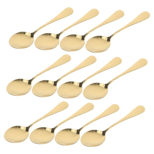 JUMPLAWN 12 Stück Teiliges Goldbesteck Set aus Hochglanzpolierte Kaffeelöffel Teelöffel und Dessertlöffel Multifunktional für Kaffee Tee Desserts Spülmaschinenfest als von JUMPLAWN