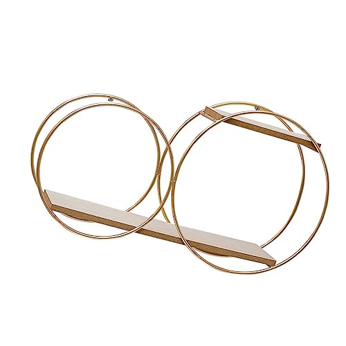 JUMPLAWN Wandmontiertes Schwebendes Regal Rundes Eisenkunstregal Multifunktionales Lagerregal Golden Für Wohnzimmer Und Küche Einfache Installation von JUMPLAWN