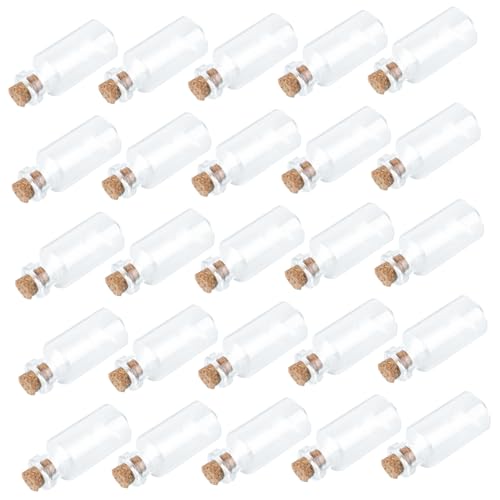 JUMPLAWN 25 Stück Mini Glasfläschchen mit Korkstopfen Kleine Klare Wunschflaschen zum Befüllen für DIY Schmuck Botschaften Dekoration Hochzeit und Partygeschenke von JUMPLAWN
