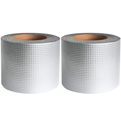JUMPLAWN 2Rollen Butyl Aluminiumfolien Klebeband für Wasserdichte Reparaturen für Dach Fenster und Rohrleitungen UV Resistent und Selbstklebend von JUMPLAWN