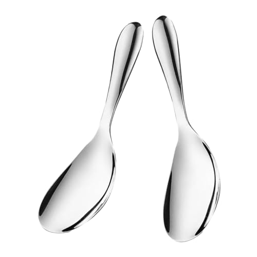JUMPLAWN 2Stücke Reislöffel Ergonomisches Design Hochglanzpoliert Vielseitig Einsetzbar für Reiskocher und Suppen Langlebig und Hitzebeständig von JUMPLAWN