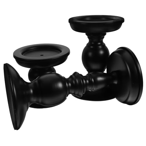 JUMPLAWN 3 Stück Mattschwarze Kerzenhalter Metall Säulenständer Vintage Stil Höhe Eleganter Kerzenständer für Wohnzimmer Tischdeko Hochzeit Party Atmosphäre von JUMPLAWN