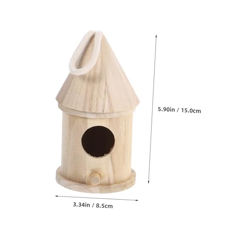 JUMPLAWN 3 Stück Teiliges DIY Holz Vogelhaus Naturbelassenes Holzmaterial Großes Eingangsdesign Kreative Garten Wanddekoration für Kleine Vögel Wie Kanarien und Finken Inklusive von JUMPLAWN