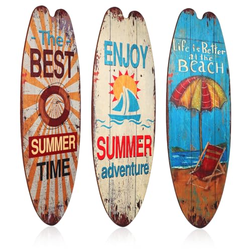 JUMPLAWN 3Stücke Holz Surfbrett Wanddekoration Dekorative Surfbrett Dekoration für Sommer Strand Events Langlebig und Vielseitig Einsetzbar von JUMPLAWN