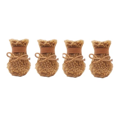 JUMPLAWN 4 Stück Teiliges Welpen Schneestiefel aus Braunem Plüsch rutschfeste Pfotenschutz Schuhe für Hunde Wasserabweisend und Warm für Indoor und Outdoor Wintergebrauch JUMPLAWN 4 Stück Teiliges Welpen Schneestiefel aus Braunem Plüsch rutschfeste Pfotenschutz Schuhe für Hunde Wasserabweisend und Warm für Indoor und Outdoor Wintergebrauch von JUMPLAWN