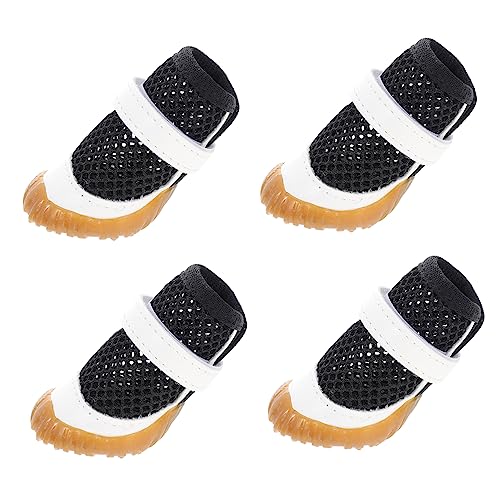 JUMPLAWN 4stücke Atmungsaktive Hundeschuhe Für Sommer Pfotenschutz rutschfeste Hundestiefel Für Kleine Und Mittlere Hunde Adjustable Fit Für Komfort Und Stil von JUMPLAWN