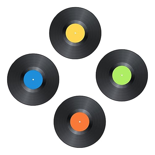 JUMPLAWN Vinyl Schallplatten Wandaufkleber 4 Stücke Retro Dekoration für Wohnzimmer Schlafzimmer Selbstklebend Wiederverwendbar Vintage Design von JUMPLAWN