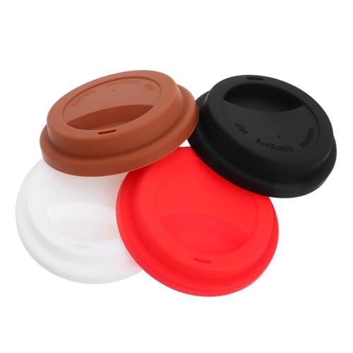JUMPLAWN 4stücke Silikon Deckel Für Gläser Wiederverwendbare Abdeckungen Für Tassen Und Kaffeebecher Auslaufsicher Braun Für Zuhause Oder Unterwegs von JUMPLAWN