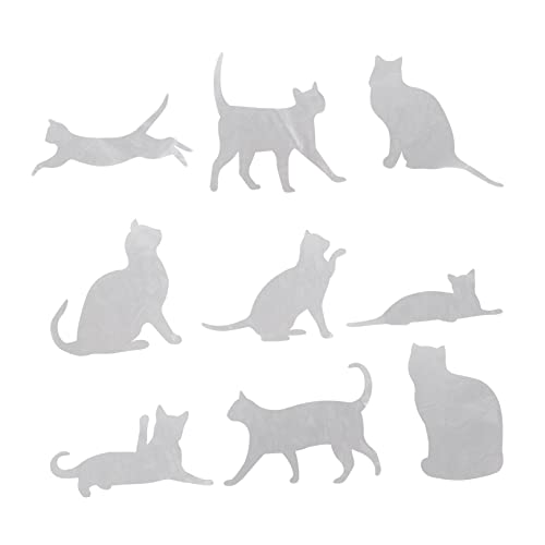 JUMPLAWN 9Stücke Teiliges Katzen Fensteraufkleber Schutz gegen Vogelschlag PVC Statische Abziehbilder für Fenster und Kreative Katzenmotive für Dekorative Zwecke von JUMPLAWN