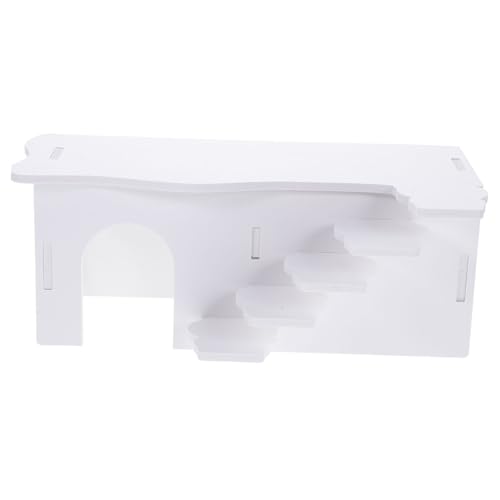 JUMPLAWN Hamsterhaus Mit Leiter Ruheplatz Für Kleintiere Gemütliches Versteck Für Meerschweinchen Und Andere Haustiere Spielzeug Für Aktive Nager Große Schlafgelegenheit Weißes Design von JUMPLAWN